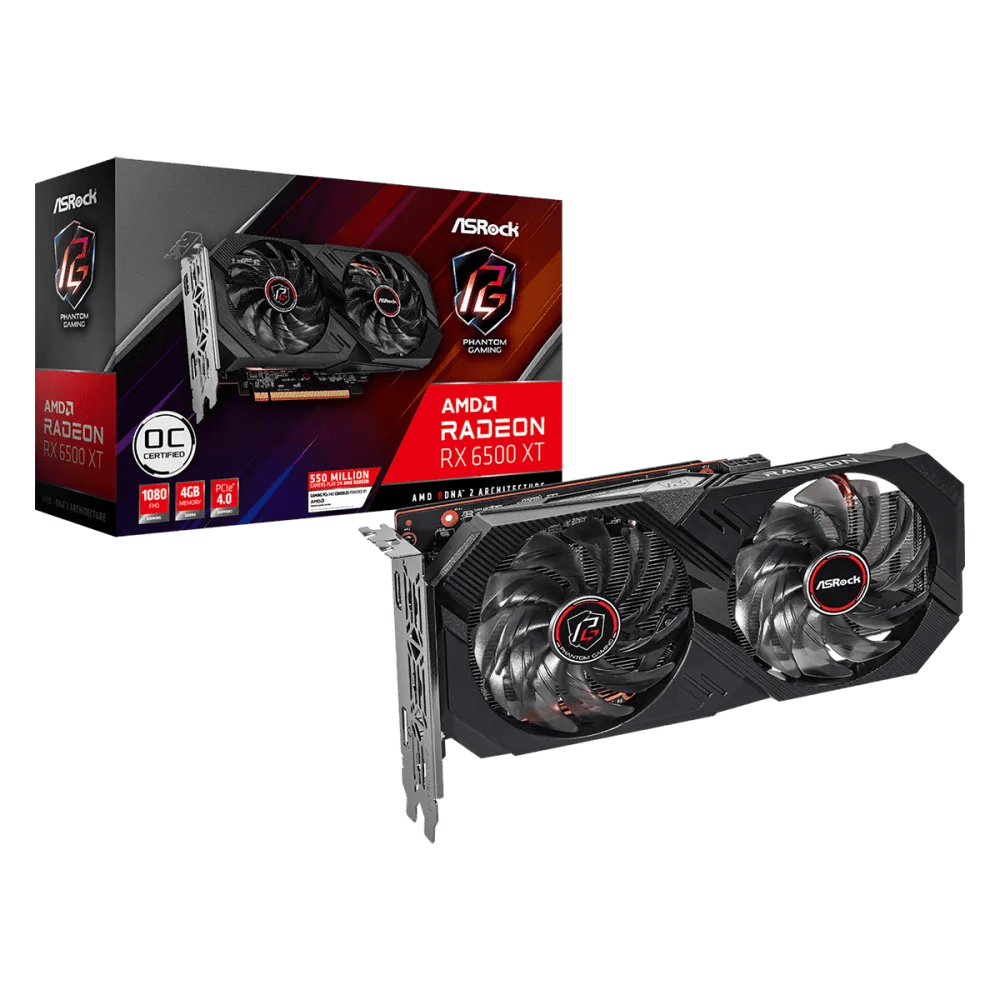 ASRock Radeon RX 6500 XT Phantom Gaming D 4GB OC Graphics Card | 90 - GA3DZZ - 00UANF | - Vektra Computers LLC ASRock Radeon RX 6500 XT Phantom Gaming D 4GB OC Graphics Card | 90 - GA3DZZ - 00UANF | - Vektra Computers LLC
